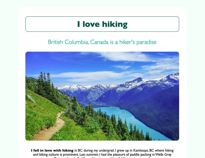 Hiking Application Screenshot